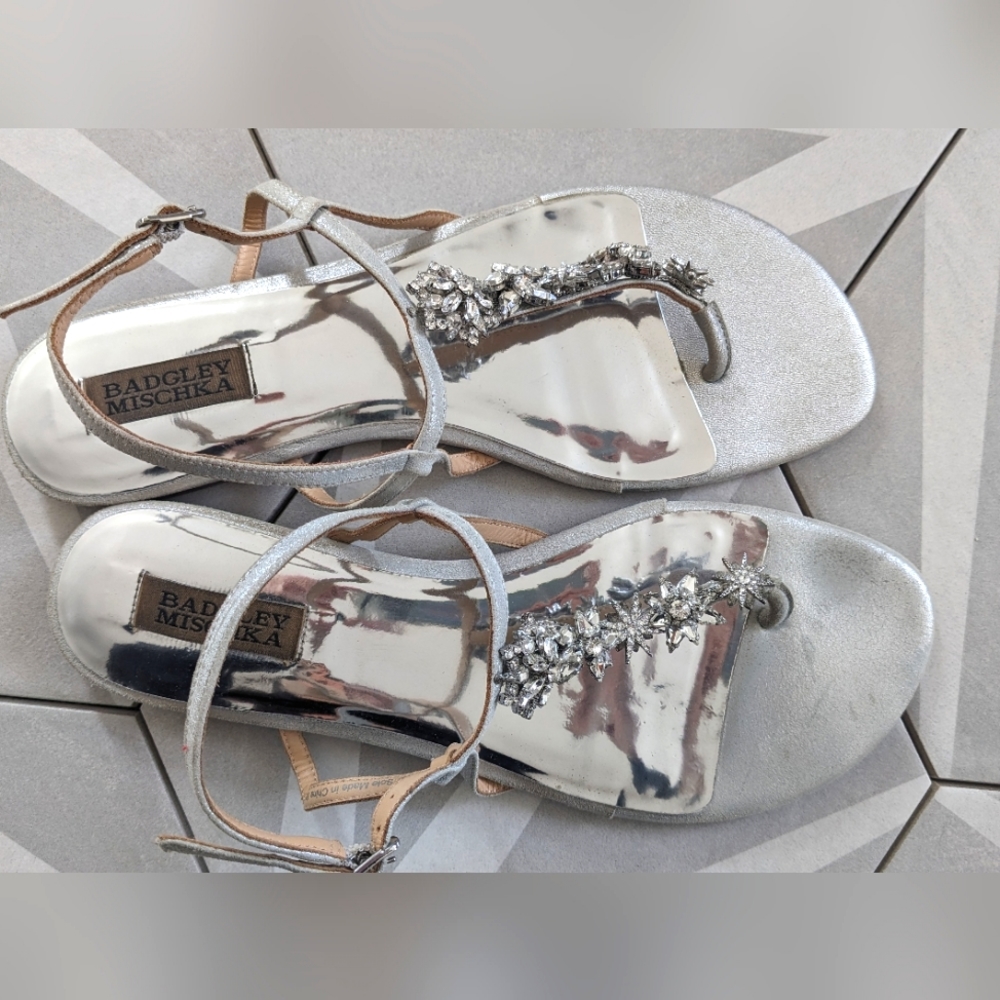 Badgley Mischka Tate Silver Crystal Sandals